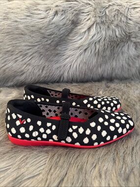 Black and White Polka Dot Mary Jane Dress Shoes with Red Sole Size 38.5
